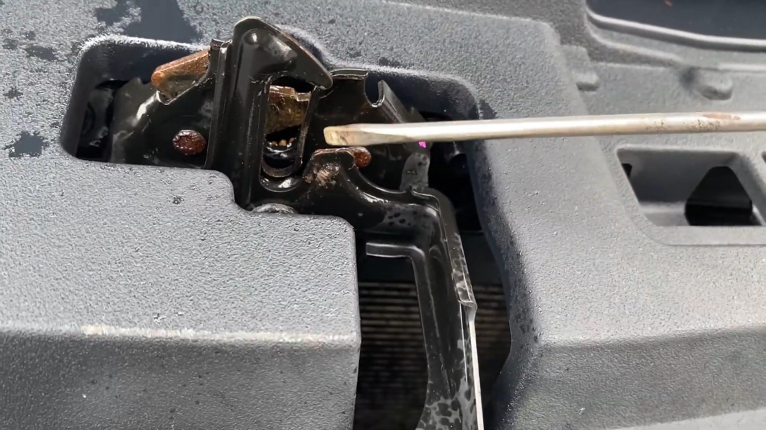 key near the hood of the car