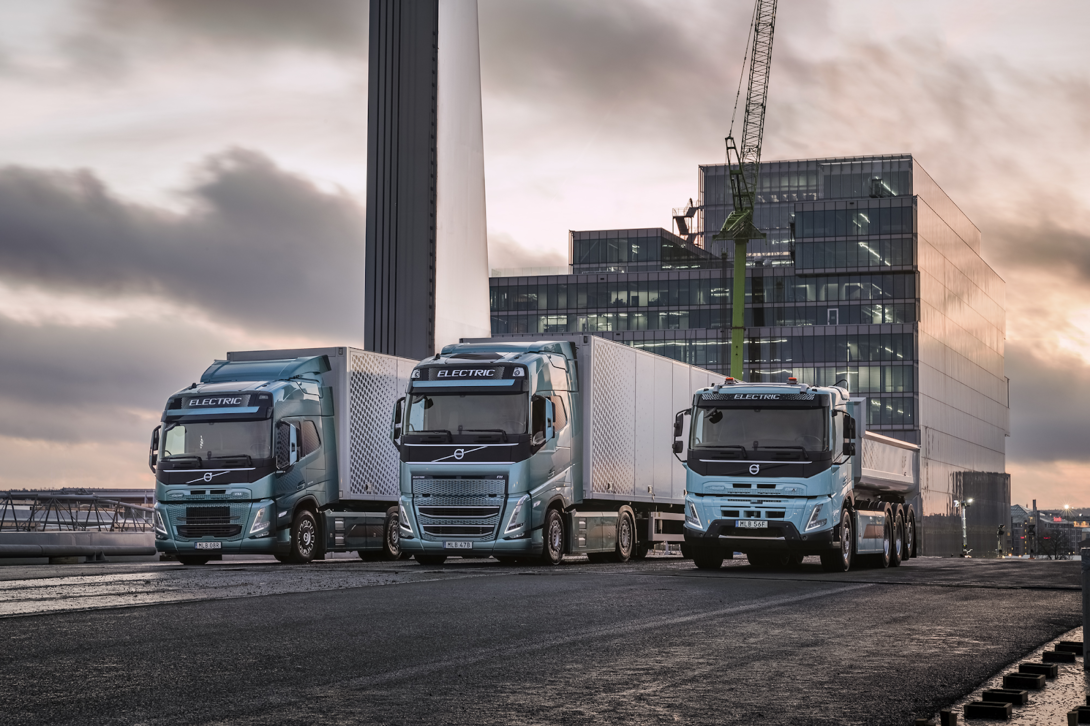 Three Volvo Trucks on The Road