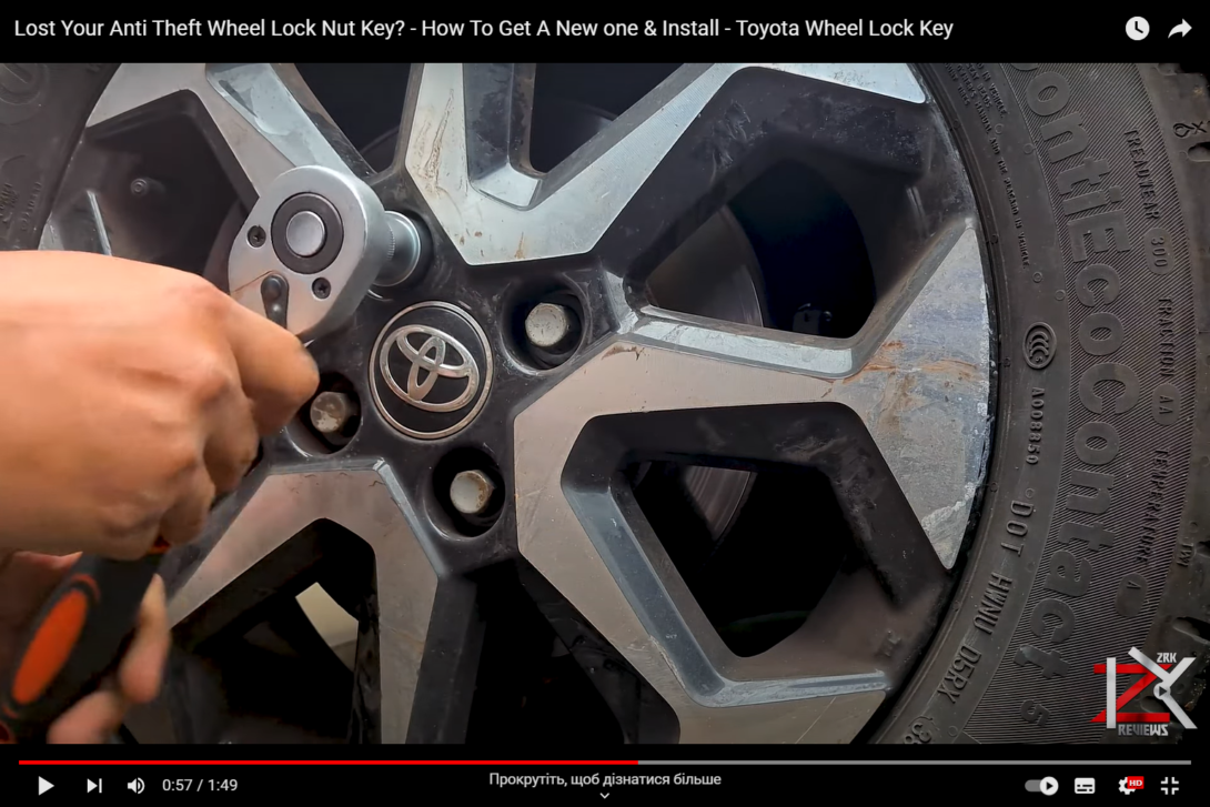 Wheel of a car on which nuts are tightened
